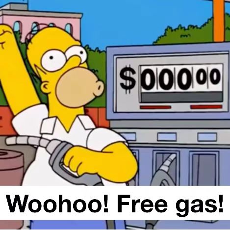 Homer Simpson excited about free gas